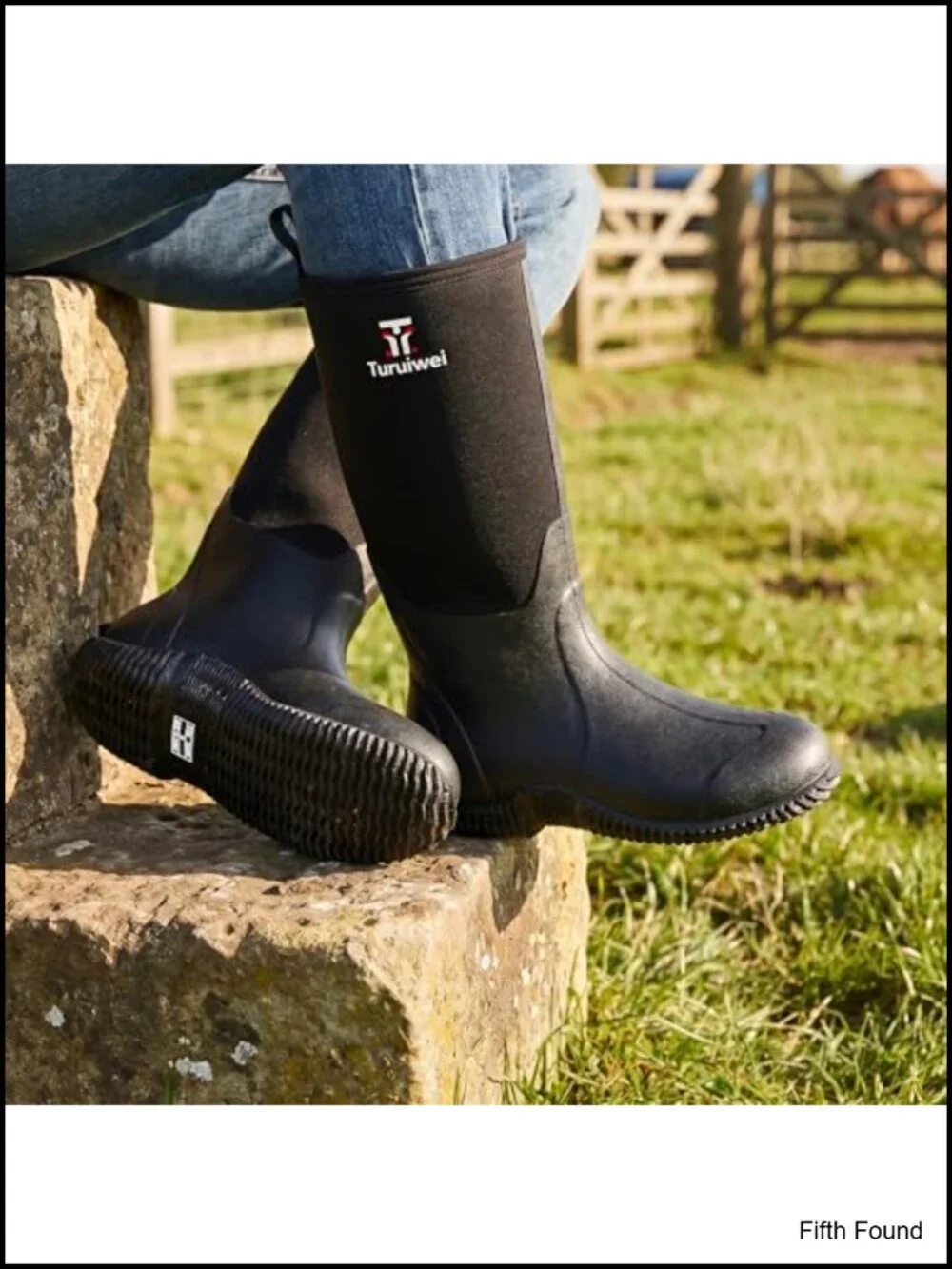 Waterproof Men's Rubber Rain Boots with Steel Shank, Neoprene Insulated Work
